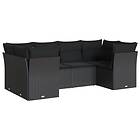 vidaXL Loungegrupp med dynor 6 delar svart konstrotting 3249944