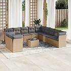 vidaXL Soffgrupp för trädgården 12 delar med dynor beige konstrotting 3249728