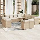 vidaXL Soffgrupp för trädgården med dynor 13 delar beige konstrotting 3218548