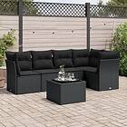 vidaXL Loungegrupp med dynor 6 delar svart konstrotting 3217605