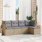 vidaXL Soffgrupp för trädgården med dynor 5 delar beige konstrotting 3217559