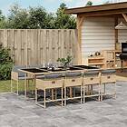 vidaXL Matgrupp för trädgården med dynor 9 delar mixbeige konstrotting 3211284