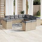 vidaXL Soffgrupp för trädgården med dynor 13 delar beige konstrotting 3218549