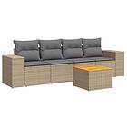 vidaXL Soffgrupp för trädgården med dynor 5 delar beige konstrotting 3257655