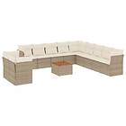 vidaXL Soffgrupp för trädgården 12 delar med dynor beige konstrotting 3223727