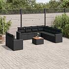 vidaXL Loungegrupp 10 delar med svarta dynor konstrotting 3224186