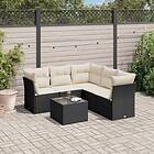 vidaXL Loungegrupp med dynor 6 delar svart konstrotting 3249465