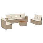 vidaXL Soffgrupp för trädgården med dynor 9 delar beige konstrotting 3224084