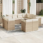vidaXL Loungegrupp för trädgården m. dynor 11 delar beige konstrotting 3218508