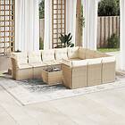 vidaXL Loungegrupp för trädgården m. dynor 11 delar beige konstrotting 3218228