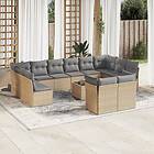 vidaXL Soffgrupp för trädgården med dynor 13 delar beige konstrotting 3250278