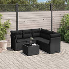 vidaXL Loungegrupp med dynor 6 delar svart konstrotting 3249464