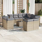 vidaXL Soffgrupp för trädgården 12 delar med dynor beige konstrotting 3218519