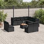 vidaXL Loungegrupp med dynor 12 delar svart konstrotting 3223703