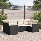 vidaXL Loungegrupp med dynor 6 delar svart konstrotting 3219366