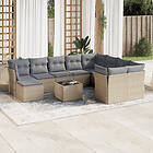 vidaXL Loungegrupp för trädgården m. dynor 11 delar beige konstrotting 3218599