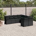 vidaXL Loungegrupp för trädgården med dynor 8 delar svart konstrotting 3250424
