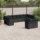 vidaXL Loungegrupp med dynor 12 delar svart konstrotting 3250264