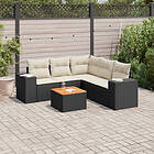 vidaXL Loungegrupp med dynor 6 delar svart konstrotting 3225440