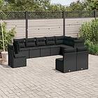 vidaXL Loungegrupp 10 delar med svarta dynor konstrotting 3249634