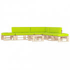 vidaXL Pallsoffgrupp med dynor 6 delar impregnerad furu 3066899
