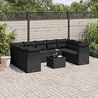 vidaXL Loungegrupp 10 delar med svarta dynor konstrotting 3218135