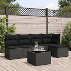 vidaXL Loungegrupp med dynor 6 delar svart konstrotting 3249364