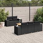 vidaXL Loungegrupp med dynor 6 delar svart konstrotting 3225327