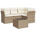 vidaXL Soffgrupp för trädgården med dynor 5 delar beige konstrotting 3217588