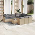 vidaXL Loungegrupp för trädgården m. dynor 11 delar beige konstrotting 3250068