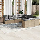 vidaXL Loungegrupp för trädgården m. dynor 11 delar beige konstrotting 3218409