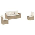 vidaXL Soffgrupp för trädgården med dynor 5 delar beige konstrotting 3218778