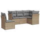 vidaXL Soffgrupp för trädgården med dynor 5 delar beige konstrotting 3217639