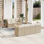 vidaXL Matgrupp för trädgården med dynor 8 delar beige konstrotting 3223503