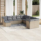 vidaXL Loungegrupp för trädgården m. dynor 11 delar beige konstrotting 3250448