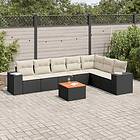 vidaXL Loungegrupp för trädgården med dynor 8 delar svart konstrotting 3225475