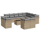 vidaXL Soffgrupp för trädgården med dynor 13 delar beige konstrotting 3218539