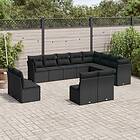 vidaXL Loungegrupp med dynor 12 delar svart konstrotting 3218465