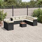 vidaXL Loungegrupp 10 delar med svarta dynor konstrotting 3223711