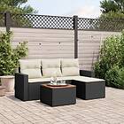 vidaXL Loungegrupp för trädgården med dynor 5 delar svart konstrotting 3224089