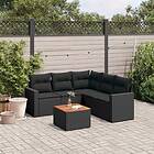 vidaXL Loungegrupp med dynor 6 delar svart konstrotting 3224116