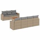 vidaXL Matgrupp för trädgården med dynor 8 delar beige konstrotting 3224029