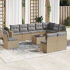 vidaXL Loungegrupp för trädgården m. dynor 11 delar beige konstrotting 3219109