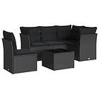 vidaXL Loungegrupp med dynor 6 delar svart konstrotting 3217645