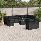 vidaXL Loungegrupp för trädgården m dynor 13 delar svart konstrotting 3218435