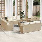 vidaXL Soffgrupp för trädgården med dynor 13 delar beige konstrotting 3218768