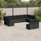 vidaXL Loungegrupp med dynor 12 delar svart konstrotting 3218365