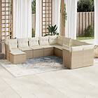 vidaXL Loungegrupp för trädgården m. dynor 11 delar beige konstrotting 3218608