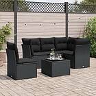 vidaXL Loungegrupp med dynor 6 delar svart konstrotting 3249484