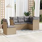 vidaXL Soffgrupp för trädgården med dynor 5 delar beige konstrotting 3249478